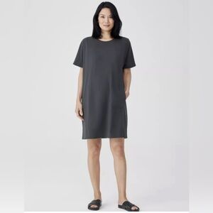 $178 EILEEN FISHER Mini T-Shirt Dress Women S Made In USA Short Sleeve Stretch